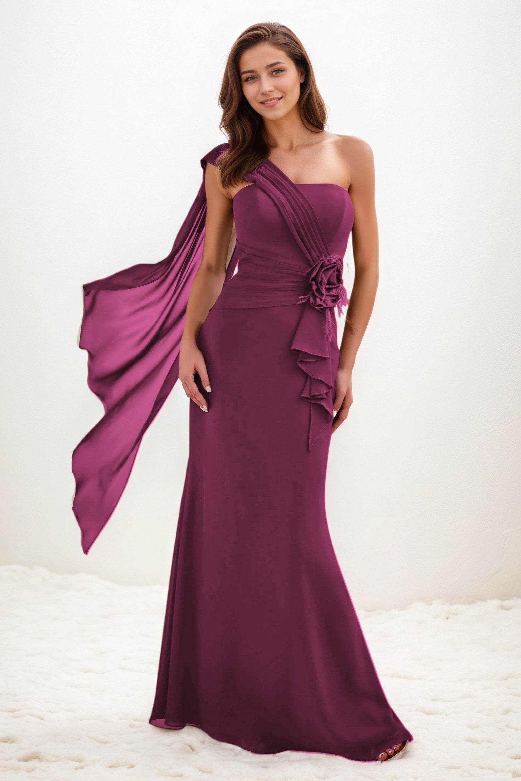 Trumpet-Mermaid Maxi Chiffon Wedding Guest Dress CG0289 - COCOMELODY